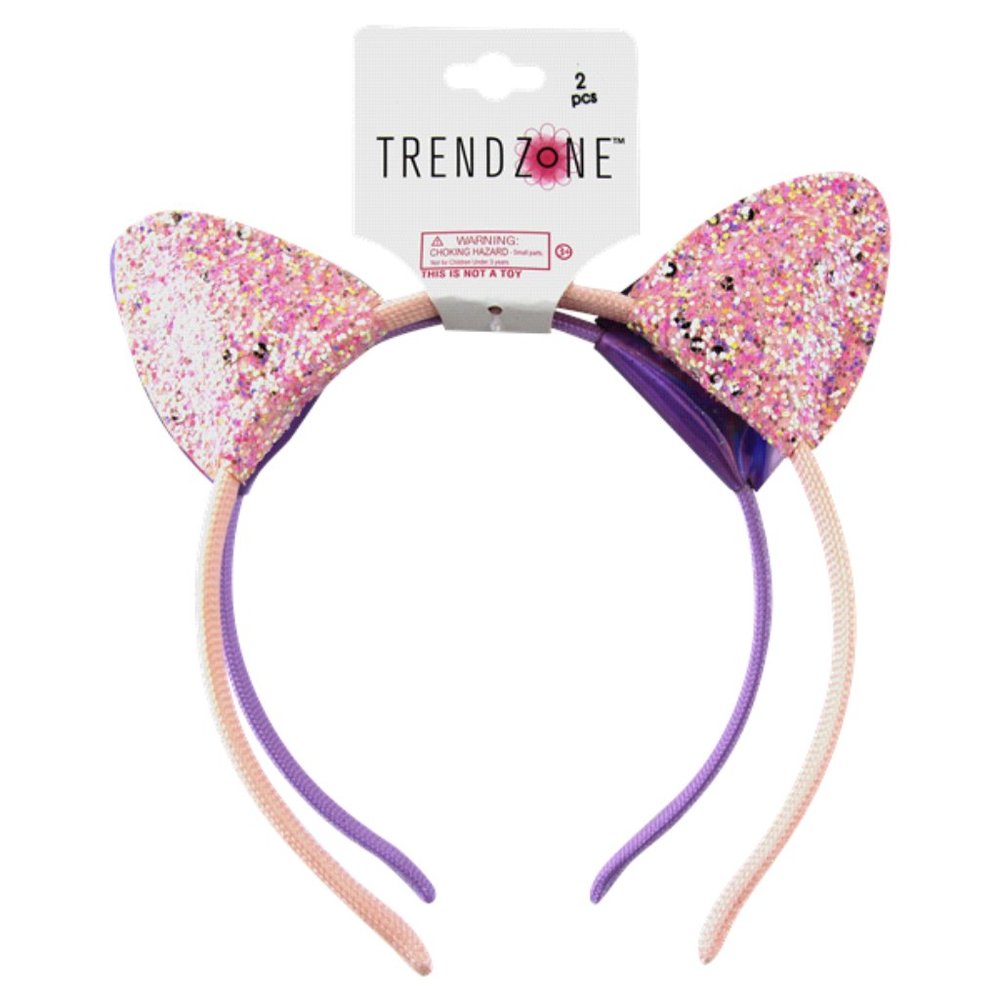 2 for $10 - NEW Trend Zone Pink and Purple Glitter Cat Ear Headbands 2 pc
